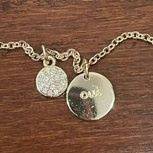 Banana republic Gold Pendant Necklace with Crystal Accents and oui charm